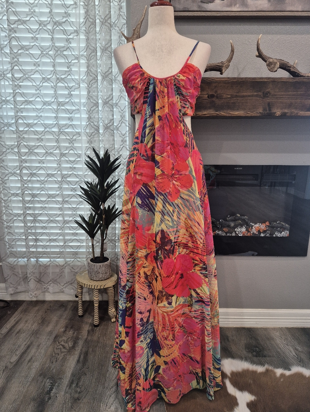 Marciano Tropical Maxi Dress Size Small - Picture 2 of 6